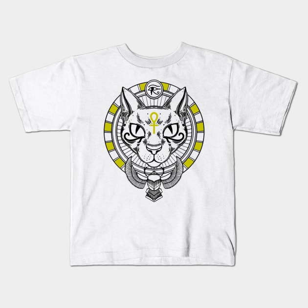 Egyptian cat Kids T-Shirt by M-HO design